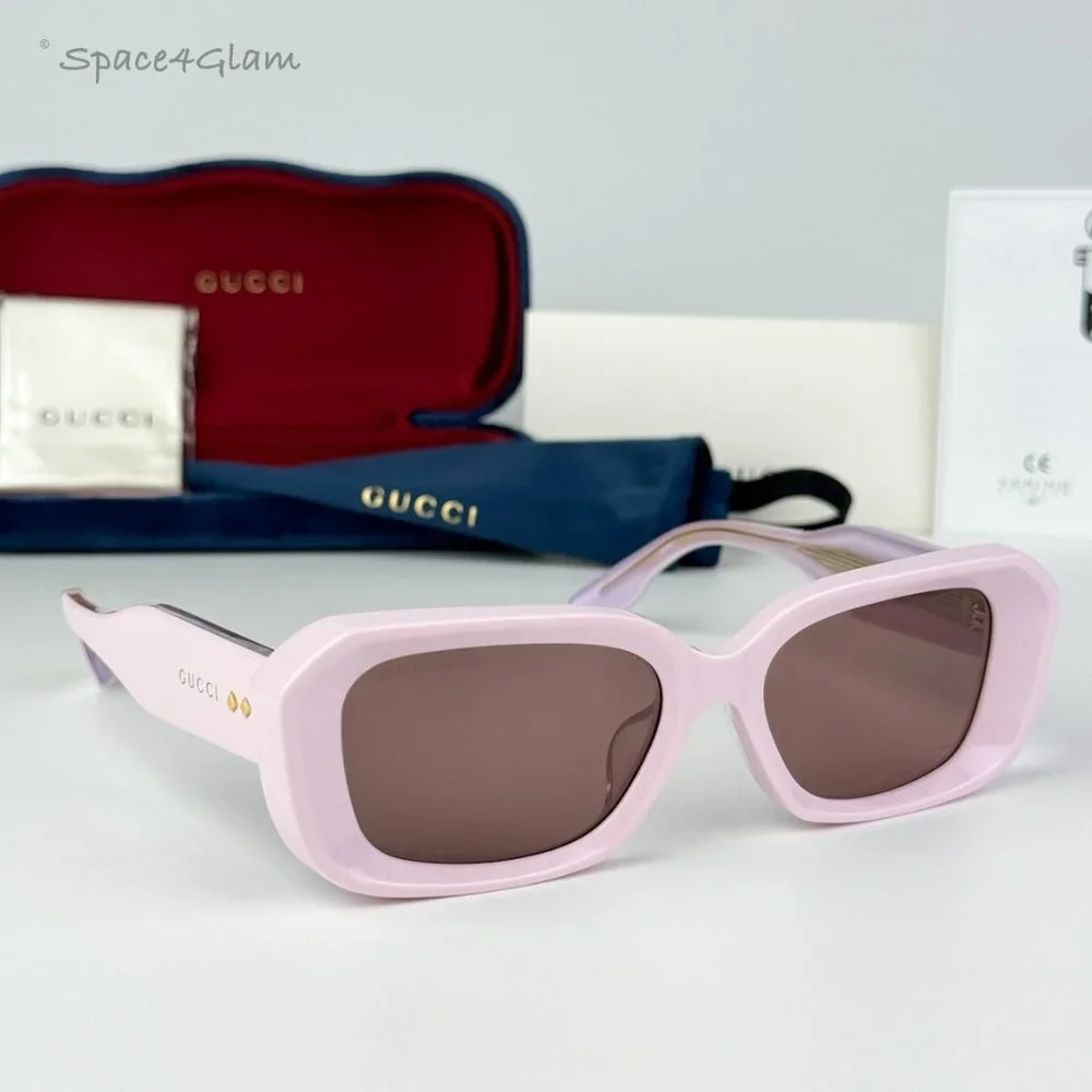 BRAND NEW Gucci GG1531SK 003 Pink Brown Unisex Rectangle Sunglasses
